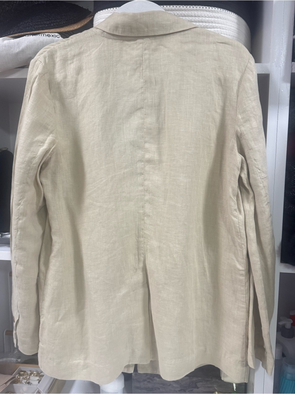 Michael Stars 100% Linen Beige Blazer Jacket Size M Neutral Coastal Chic - Picture 4 of 7